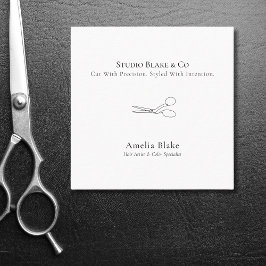 Cartão De Visita Quadrado Estilista de cabelos de tesoura minimalista modern
