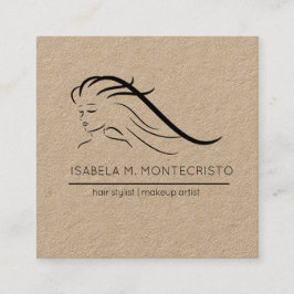 Cartão De Visita Quadrado Estilista de Cabelos Minimalista