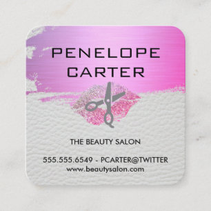 Cartão De Visita Quadrado Estilista do salão de beleza do beijo do encanto