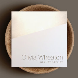 Cartão De Visita Quadrado Estilista Geométrica Dourada Iridescente de Salões