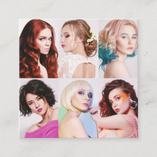 Cartão De Visita Quadrado Estilo de cabelo moderno fotos de clientes elegant
