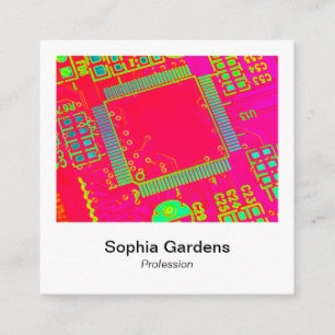 Cartão De Visita Quadrado Estilo de Foto Instantâneo - Circuito Abstrato Col