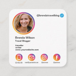Cartão De Visita Quadrado Estilo do Instagram Estilo Blogueiro Viagem Moda E