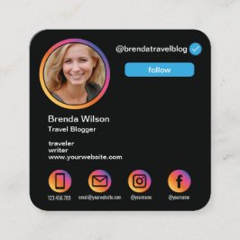 Cartão De Visita Quadrado Estilo do Instagram Estilo Blogueiro Viagem Moda E