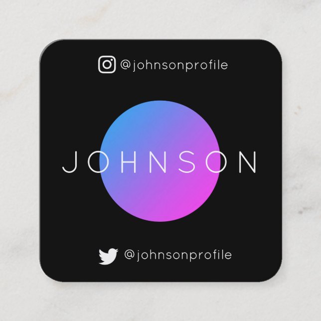 Cartão De Visita Quadrado Estilo geométrico moderno com edição preta de códi (Frente)