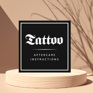 Cartão De Visita Quadrado Estilo Gótico Negrito Tatuagem Após Cuidados