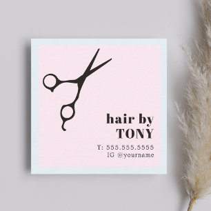 Cartão De Visita Quadrado Estilo Legal de Cabelo Azul Rosa Preto Moderno