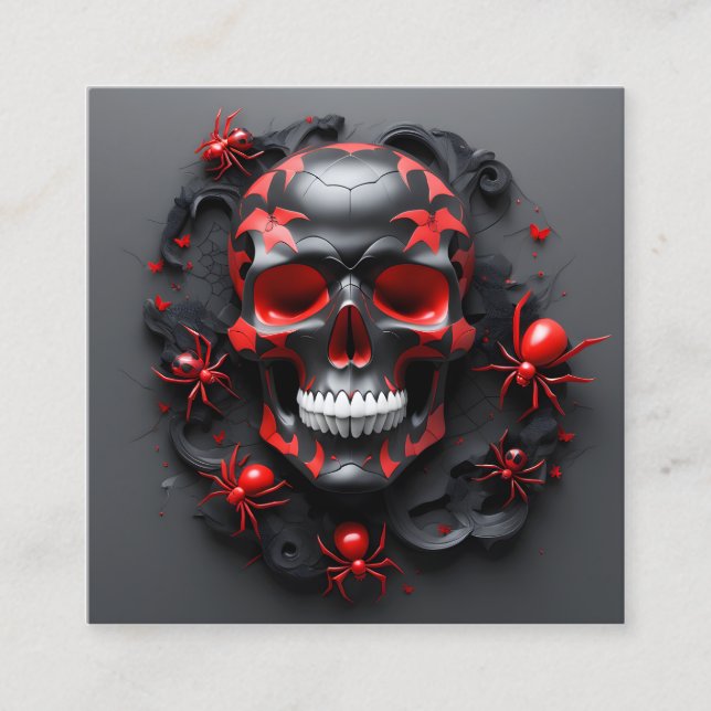 Cartão De Visita Quadrado Estilo volumétrico crânio de trabalho de arte e ar (Frente)