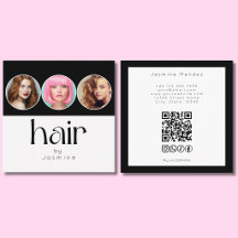 Estilos de Cabelo 3 Foto Código QR Sociais Preto B