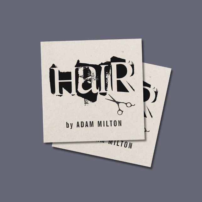 Cartão De Visita Quadrado Estilos de Cabelo de Tesoura Preta de Cerca Modern (Criador carregado)