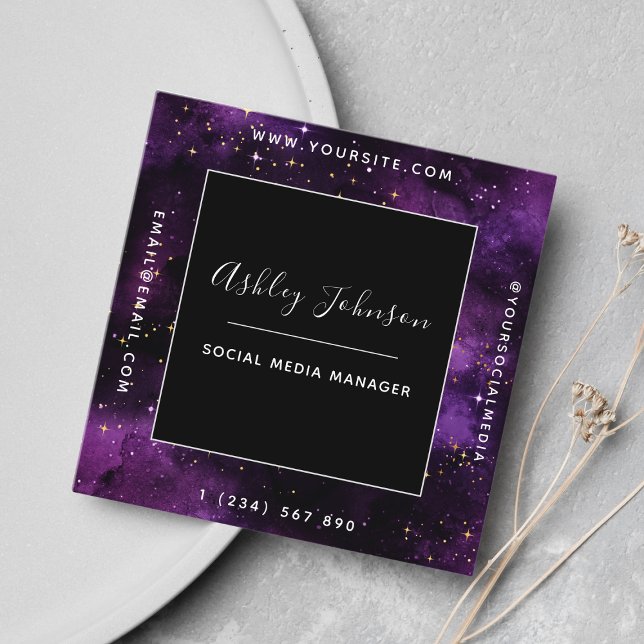 Cartão De Visita Quadrado Estimulos do Espaço Moderno das Mídias Sociais em  (Criador carregado)