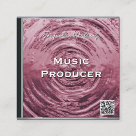 Cartão De Visita Quadrado Estojo de CD de música cor-de-rosa com código QR r