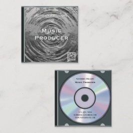 Cartão De Visita Quadrado Estojo de CD de música prateado com código QR retr