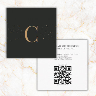 Cartão De Visita Quadrado Estrelas Celestiais Mínimas Monogramas Código QR P