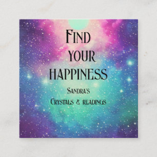 Cartão De Visita Quadrado Estrelas pequenas galáxias nebulosas colorido se f