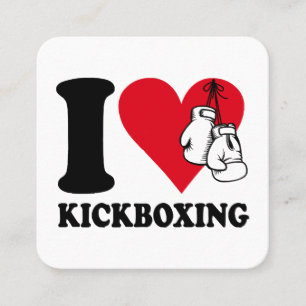 Cartão De Visita Quadrado Eu adoro o kickboxe