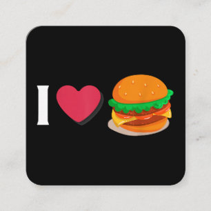 Cartão De Visita Quadrado Eu Amo Burger Cheeseburger Unsaudável Comendo