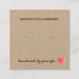 Cartão De Visita Quadrado Eu amo coração feito à mão por nome, ouvindo o don