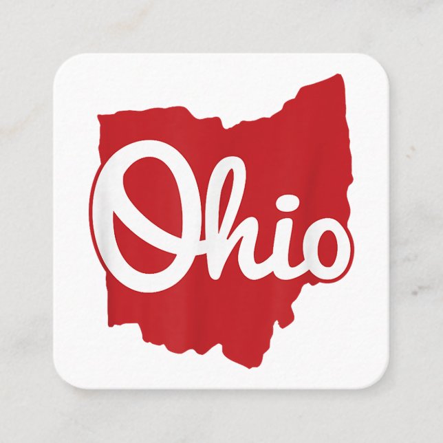 Cartão De Visita Quadrado Eu Amo Meu Ohio Home Script Ohio (Frente)