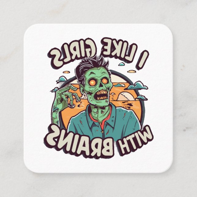 Cartão De Visita Quadrado Eu gosto de garotas com cérebros (Frente)