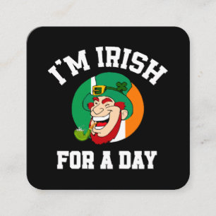 Cartão De Visita Quadrado Eu sou irlandês por um dia.