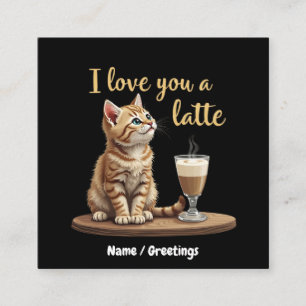 Cartão De Visita Quadrado Eu te amo um latão: café de Namorados bonito