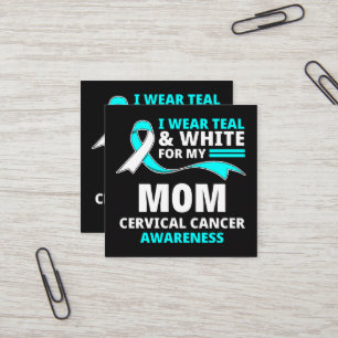 Cartão De Visita Quadrado Eu Uso Verde Azul Claro E Branco Minha Mãe Câncer 