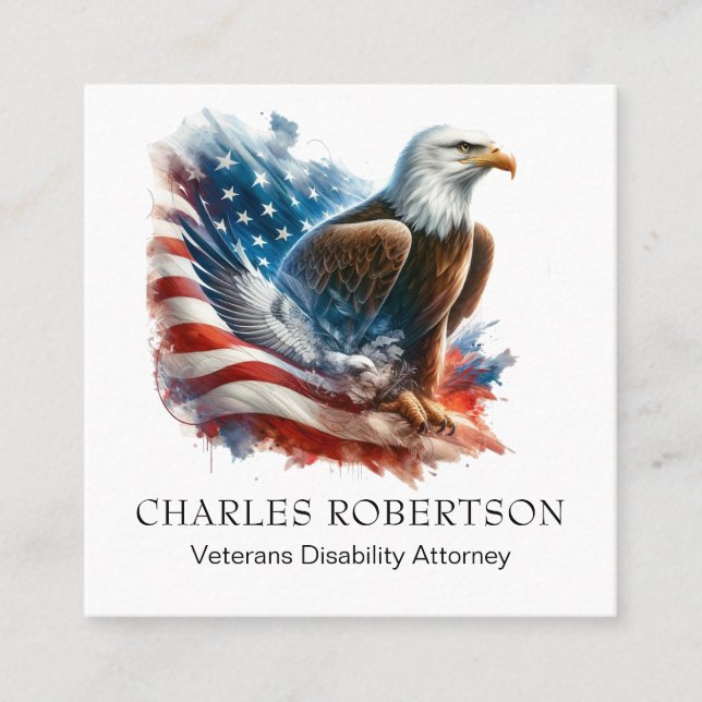 Cartão De Visita Quadrado *~* EUA. Águia Bald de Sinalizador Americano AP16 (Frente)