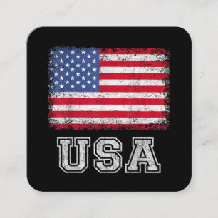 Cartão De Visita Quadrado EUA Bandeira Patriótica Americana Para Homens Meni