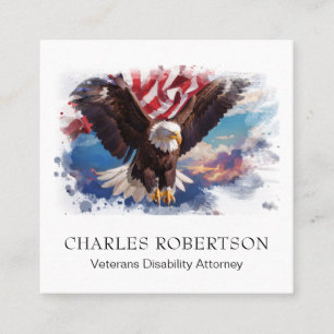 Cartão De Visita Quadrado *~* EUA Flag Eagle Voando Sunset AP16 QR