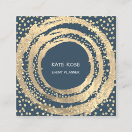 Cartão De Visita Quadrado Event Planner Music Media Fashion Blogger Blue Nav