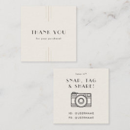 Cartão De Visita Quadrado EVERLY Ivory Social Media Snap Share Thank You