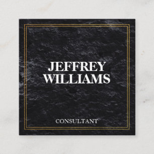 Cartão De Visita Quadrado Executivo   Borda dupla Dourada   Preto de Tabulei