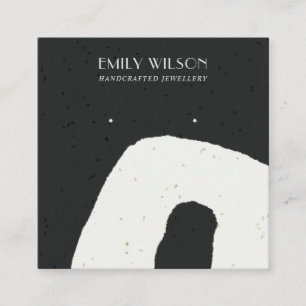 CARTÃO DE VISITA QUADRADO EXIBIÇÃO ABSTRATO CERAMIC BLACK WHITE STUD EARRI