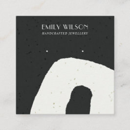 CARTÃO DE VISITA QUADRADO EXIBIÇÃO ABSTRATO CERAMIC BLACK WHITE STUD EARRING