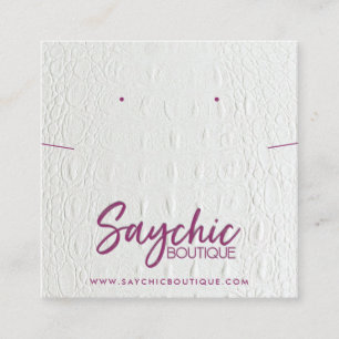 CARTÃO DE VISITA QUADRADO EXIBIÇÃO DE ANEL DE NECKLACE DE TEXTURA BRANCA