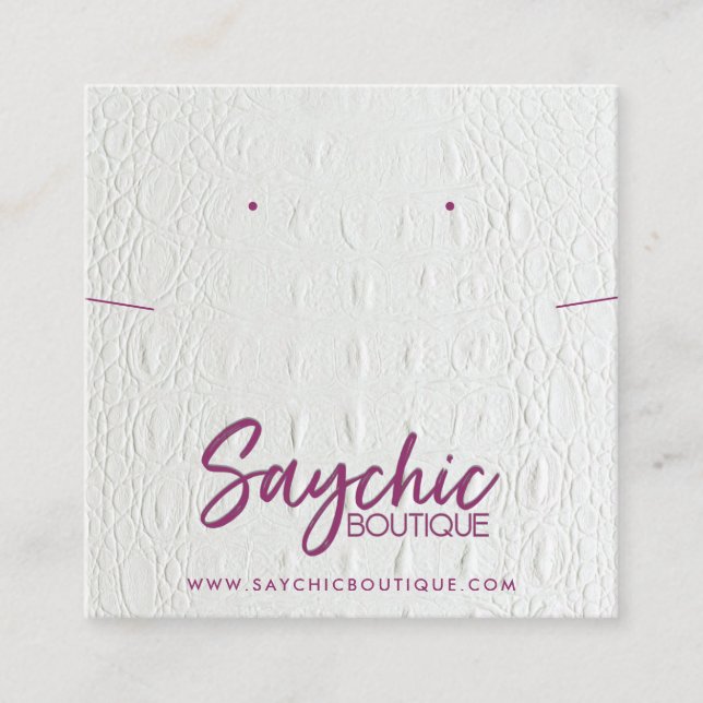 CARTÃO DE VISITA QUADRADO EXIBIÇÃO DE ANEL DE NECKLACE DE TEXTURA BRANCA (Frente)