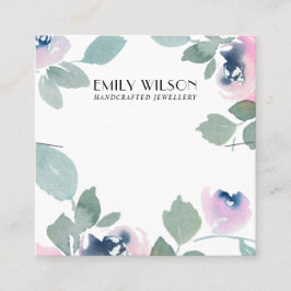 CARTÃO DE VISITA QUADRADO EXIBIÇÃO DE BRACELET DE NECKLACE FLORAL ROSA DE PI