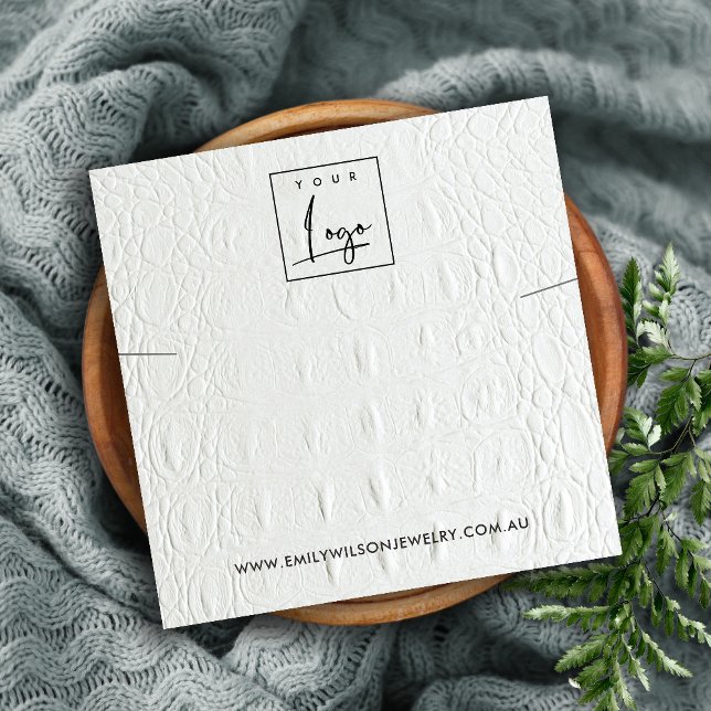 CARTÃO DE VISITA QUADRADO EXIBIÇÃO DE NECKLACE BRACELET DE TEXTURA BRANCA (Criador carregado)