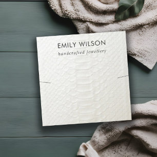 CARTÃO DE VISITA QUADRADO EXIBIÇÃO DE NECKLACE BRACELET DE TEXTURA BRANCA