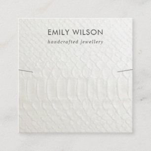 CARTÃO DE VISITA QUADRADO EXIBIÇÃO DE NECKLACE BRACELET DE TEXTURA BRANCA