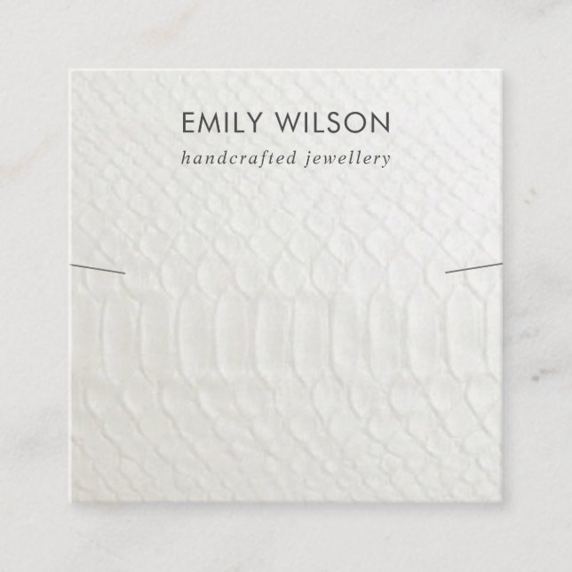 CARTÃO DE VISITA QUADRADO EXIBIÇÃO DE NECKLACE BRACELET DE TEXTURA BRANCA (Frente)