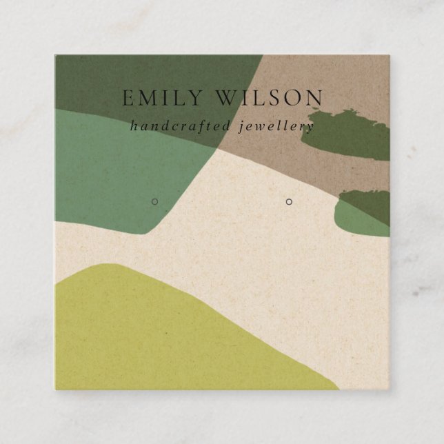 CARTÃO DE VISITA QUADRADO EXIBIÇÃO MODERNA DE OUVIMENTO DO KRAFT VERDE LIMÃO (Frente)