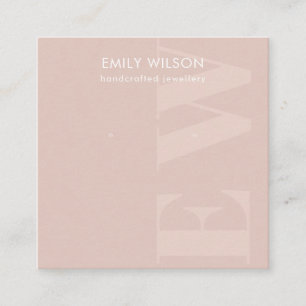 Cartão De Visita Quadrado Exibição Rústica de Monograma de Blush Bold