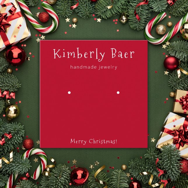 Cartão De Visita Quadrado Exibição Vermelho Branco do Natal Clássico (Criador carregado)