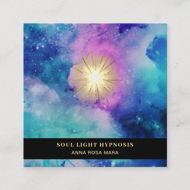 Cartão De Visita Quadrado Explosão cura cósmica de Sun da energia das (Frente)