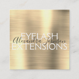 Cartão De Visita Quadrado Extensões Eyelash de Metal Dourado de luxo