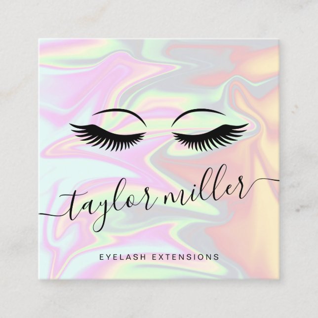 Cartão De Visita Quadrado Extensões holográficas holográficas modernas e ele (Frente)