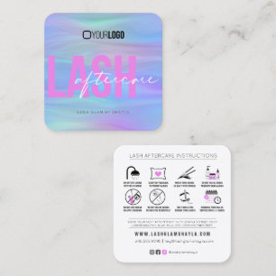 Cartão De Visita Quadrado Extensões Lash Instruções pós-tratamento Squ Fúcsi