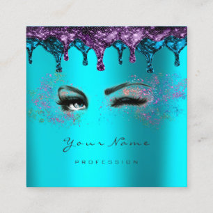 Cartão De Visita Quadrado Eyelash de cera unhas Representação de Turquesa Az
